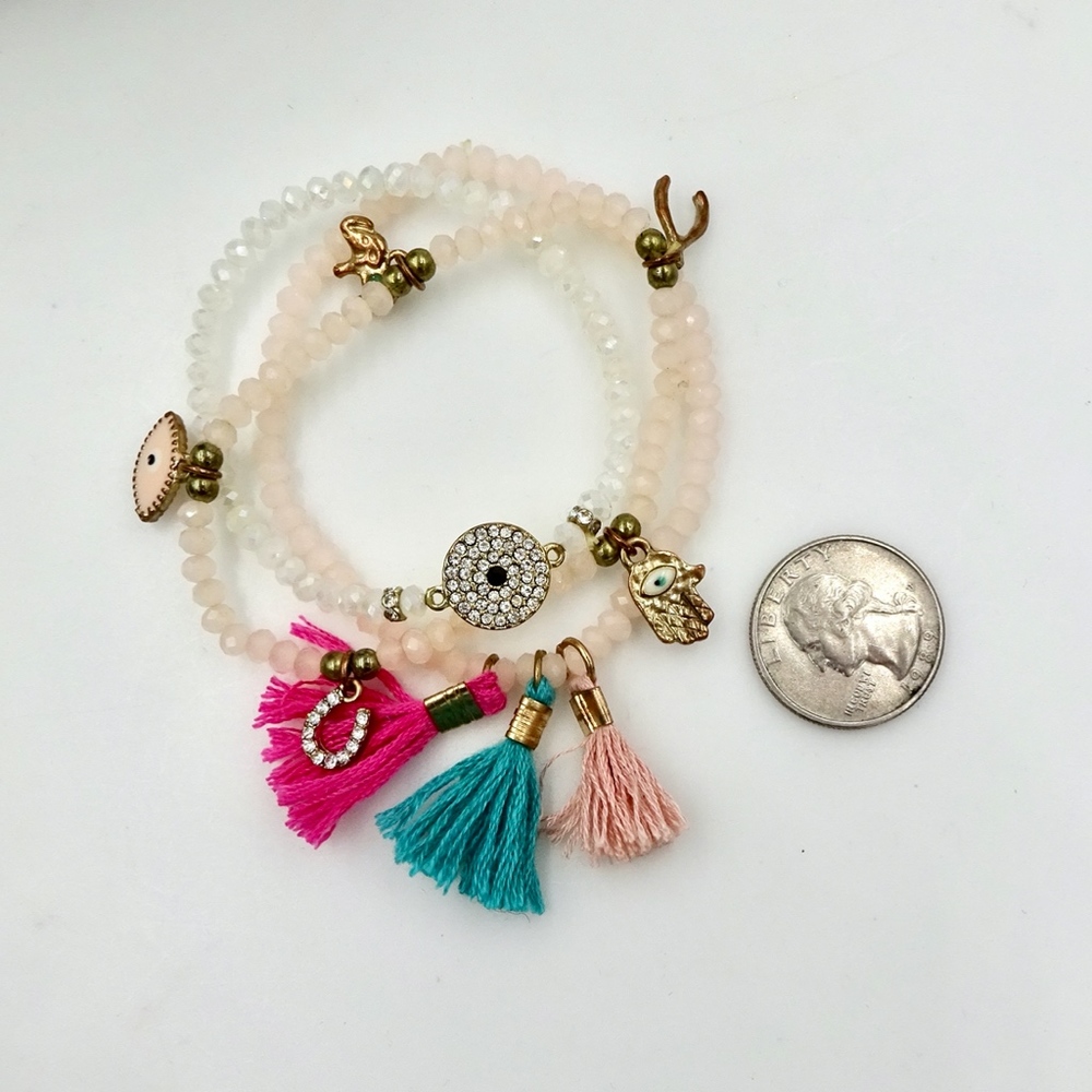 CRYSTAL BEAD TASSEL STRETCH BRACELETS - Picture 4 of 4